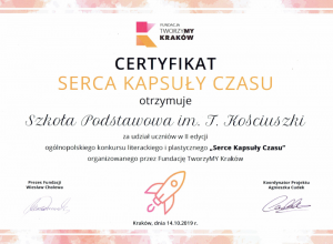 Certyfikat Serca Kapsuły Czasu Certyfikat Serca Kapsuły Czasu